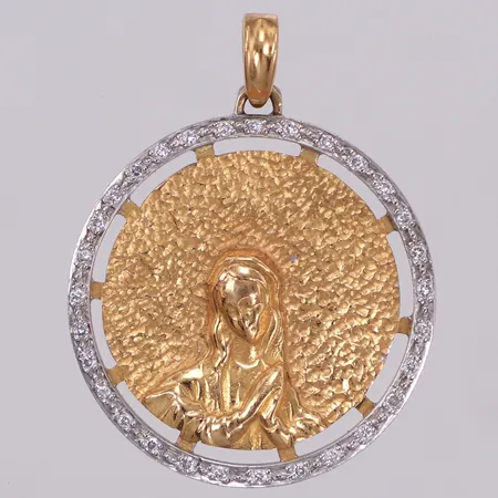 Hänge Jungfru Maria med diamanter  30 x ca. 0,005ct, vitguldsdetaljer, 18K Vikt: 10,7 g