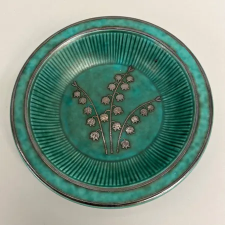 Skål Argenta, Wilhelm Kåge, Gustavsberg motiv med liljekonvaljer, märkt Liljeholmens Kabelfabrik undertill, Ø15,5cm Skickas med paket.