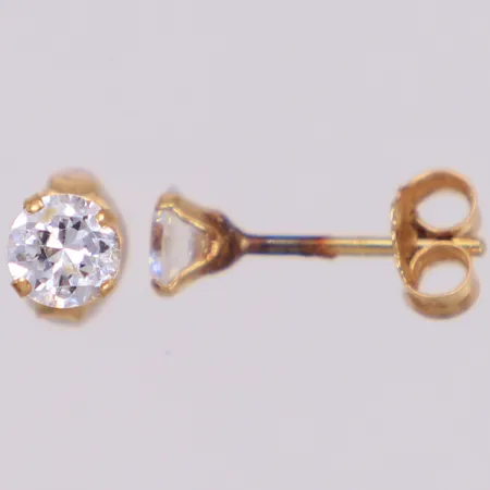Ett par örhängen med vita stenar, ca Ø4mm, 18K  Vikt: 0,5 g