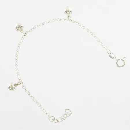 Armband med hjärtan, ca 15,5-17,5cm, 925/1000 Silver Vikt: 2,8 g