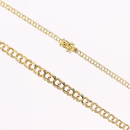 Collier doserat Bismarck, 45,5cm, bredd 2,7-5,6mm, 18K. Vikt: 10,1 g