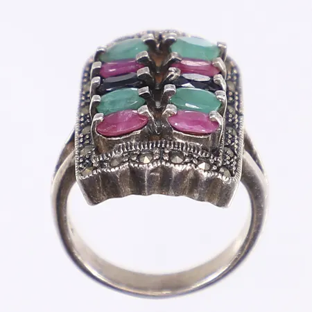 Ring med stenar, stl 18, bredd 3-24mm, silver 925/1000 Vikt: 12 g