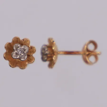 Örhängen med diamanter 2 x ca. 0,005ct, Ø6,5mm, stift, 18K Vikt: 1,1 g
