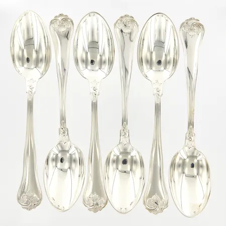 Sex skedar, 18cm, modell Sachsisk, silver  Vikt: 252,4 g