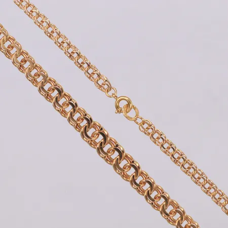 Collier doserad Bismarck, längd 51cm, bredd 4,5-7,5mm, svensk importstämpel, 18K  Vikt: 25 g