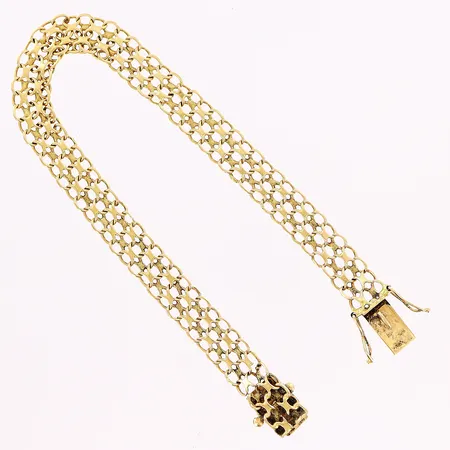 Armband X-länk, 18,5cm, bredd 7mm, defekt länk/kraftigt slitage, 18K. Vikt: 8,6 g
