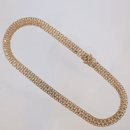Collier X-länk 38,5cm bredd 9mm, BEF (Nordiska Guldvaru-Aktiebolaget) Malmö 1961, 18K Vikt: 31 g