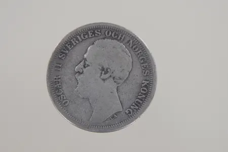 Silvermynt 2 kr, oscar II år 1880 Vikt: 14,5 g