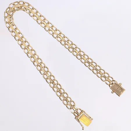 Armband X-länk, 20cm, bredd 7mm, svenska stämplar, 18K Vikt: 12,6 g