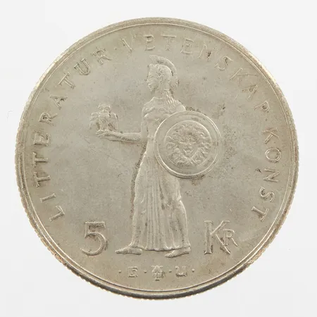 Mynt, år 1962, nominellt värde 5kr, silver 400/1000 Vikt: 17,8 g