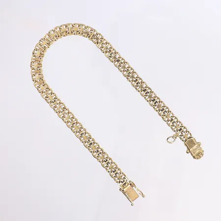 Armband X-länk med stav, 20,5cm, bredd 6mm, ögla för berlock vid spänne, 18K Vikt: 13,6 g