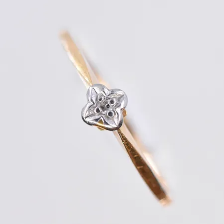 Ring med vit sten, stl 15½, bredd 1 mm 18K. Vikt: 0,9 g