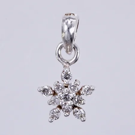 Hänge med vit sten Snöflinga, längd ca1,1cm, bredd ca 6mm, silver 925/1000 Vikt: 0,2 g