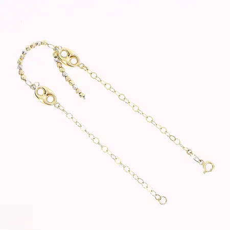 Armband, 19,5cm, vit/gul/rödguld, 2-7mm, defekt, 18K Vikt: 2,9 g
