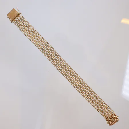 Armband X-länk med stav 19,5cm bredd 16mm, ÄSA (Ädelsmycken Aktiebolag) Stockholm 1967, 18K Vikt: 29,6 g
