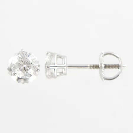 Ett par örhängen diamanter ca 2x0,50ct, G-H/P, patenterad slipning: Leoslipning, lasergravyr LEO 5557473, vitguld, med originaletui, 14K Vikt: 1,1 g