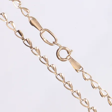 Halskedja, 56,5cm, bredd 2mm, ojämna länkar 14K Vikt: 3 g