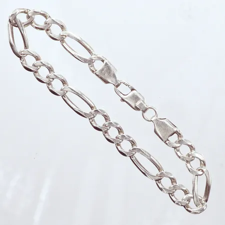 Armband figaro, längd 22,5cm, bredd 8mm, silver 925/1000 Vikt: 17,3 g