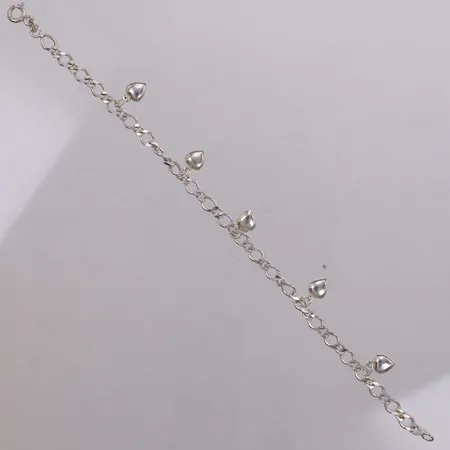 Armband, 19cm, bredd: 4,7mm, fem berlocker hjärtan, 925/1000 silver Vikt: 6,7 g