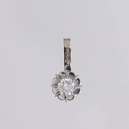 Hänge med diamant 1x 0,10ct enl. gravyr, 11x5mm, vitguld 18K Vikt: 0,4 g