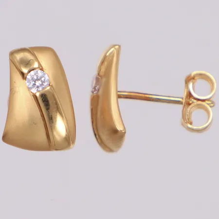 Ett par örhängen med vita stenar, längd ca 10mm, bredd 7mm, 18K  Vikt: 2,1 g