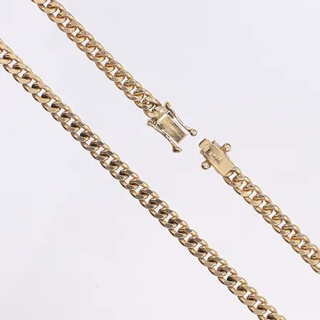 Halskedja pansar, 50cm, bredd 4mm, kistlås, kattfot, 18K Vikt: 27,6 g