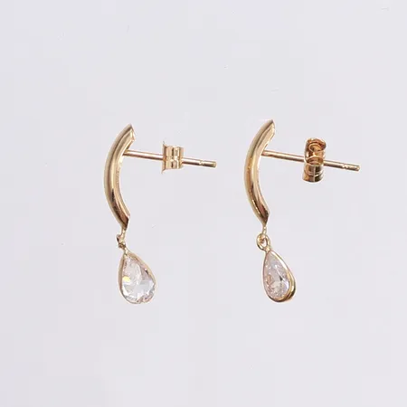 Ett par örhängen med vita stenar, 22x3mm, 18K Vikt: 1 g