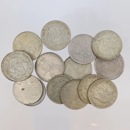 Svenska silvermynt, 1-kronor, finhalt 400/1000,  Bruttovikt 105g Vikt: 105 g