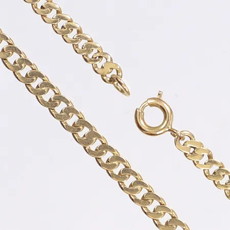 Halskedja, 63cm, bredd 3mm, slitage, ojämna länkbitar, 18K Vikt: 16,2 g