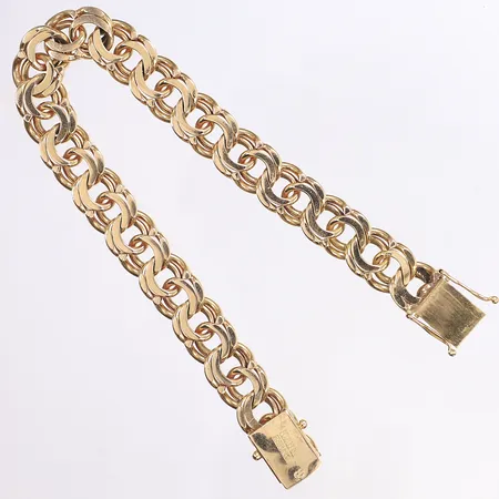 Armband Bismarck, 21cm, bredd 11mm, svenska stämplar, smärre slitage, 18K Vikt: 48 g