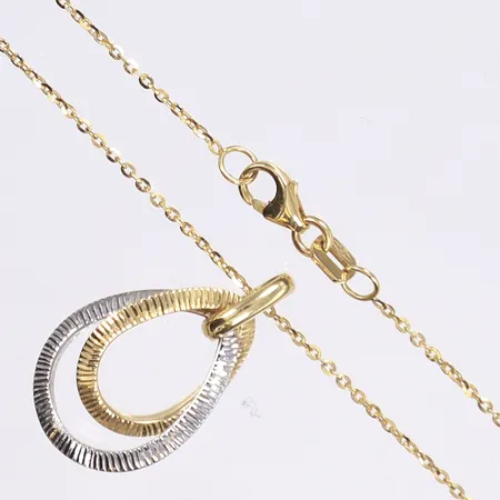 Halskedja med hänge, 45,5cm, bredd 1mm, hänge 22x14mm, 18K Vikt: 3 g