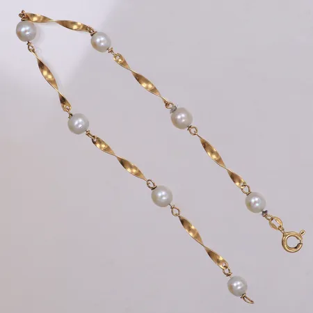 Armband med odlade pärlor, 21,5cm, bredd: 2,5-5,9mm, 18K Vikt: 4,5 g