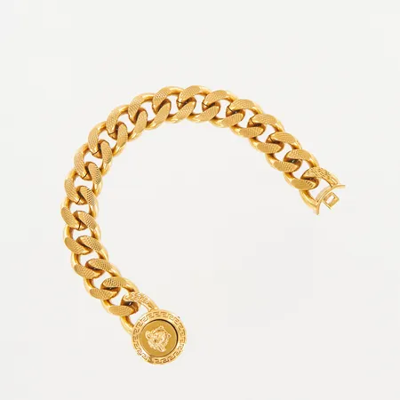 Armband Versace, Pansar med lås Medusa Ø21mm, 21cm, bredd: 15mm, guldfärgad metall, certifikatkort, etui, ytterkartong, 