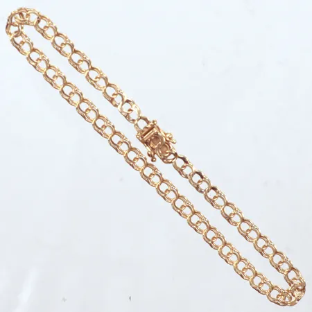 Armband Bismarck, slitna länkar vid låset, längd  19cm, bredd 3,40mm, 18k Vikt: 4,3 g