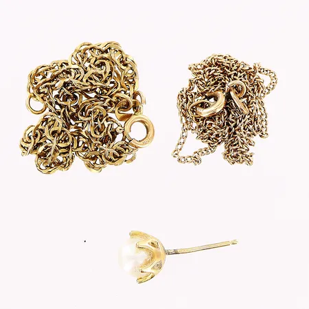 1 enstaka örhänge, 1 kedja pansar, 1 armband singapore, defekter, 18K Vikt: 5,7 g