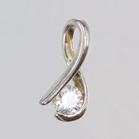 Hänge med vit sten 5x14mm, silver 925/1000 Vikt: 0,7 g