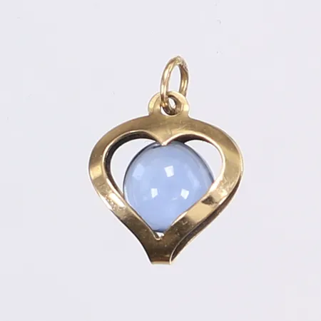 Hänge hjärta med blå sten, 16x11mm, 18K Bruttovikt: 1,2g Vikt: 1,2 g