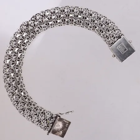 Armband, x-länk med stav, 20cm, bredd: 15,5mm, ojämn länk, saknar en låsåtta, Guldfynd, 925/1000 silver Vikt: 23,5 g