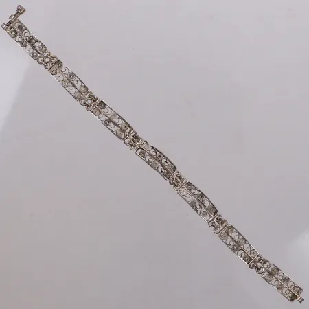 Armband, filigranarbete, 17cm, bredd: 7,2mm, ostämplat silver Vikt: 8,3 g