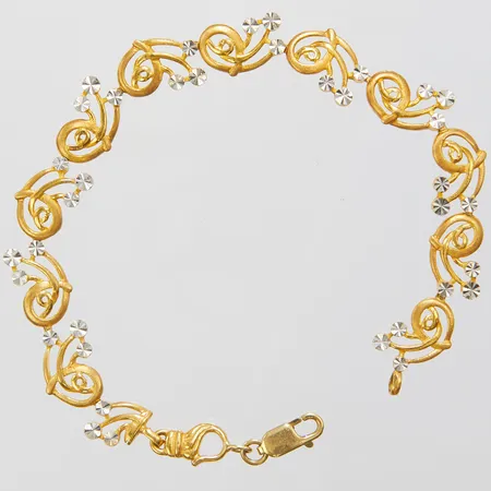 Armband, tvåfärgad, längd ca 19,5cm, bredd 11mm, utbytt lås i 18K, 21K, bruttovikt: 11,5g Vikt: 11,5 g