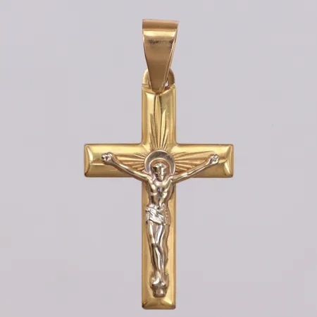 Hänge, krucifix, 42x21mm, vitguldsdetaljer, 18K Vikt: 3,5 g