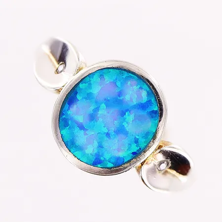 Ring stl 18, bredd 1,5-11mm, opalimitation, vita stenar, silver 925/1000. Vikt: 2,5 g
