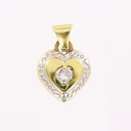 Hänge, stenar, 16x10mm, vit/gulguld 18K. Vikt: 0,4 g