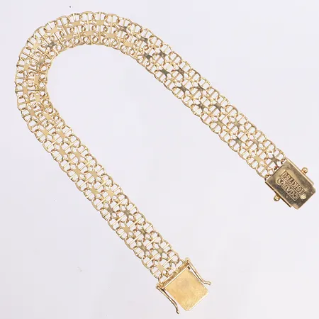 Armband X-länk med stav, 18cm, bredd 9mm, svenska stämplar, 18K Vikt: 11,2 g