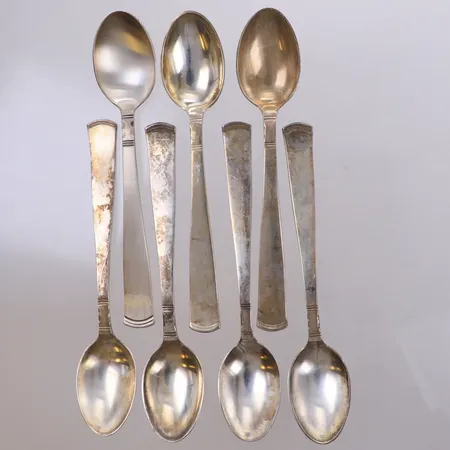 7 Skedar, modell Rosenholm, längd 12cm, silver 830/1000 Vikt: 110,4 g