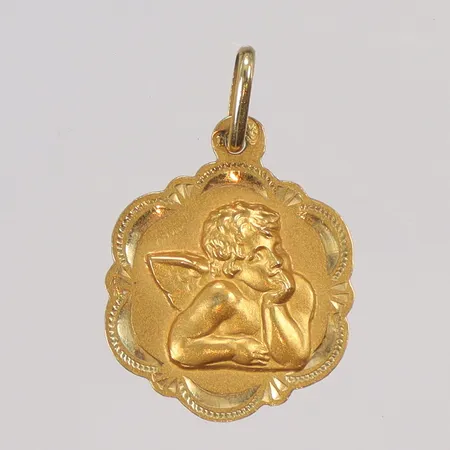 Hänge med ängel 12x19mm inklusive hängöglan, 18K Vikt: 0,7 g