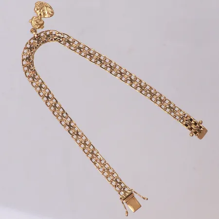 Armband, x-länk med berlock, 17,5cm, bredd: 5,3mm, 18K Vikt: 9,9 g