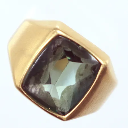 Klackring grön sten, Ø19mm, 18k   Vikt: 6,7 g