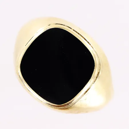 Klackring, svart sten, stl 19, 3-14mm, 14K Vikt: 4,7 g