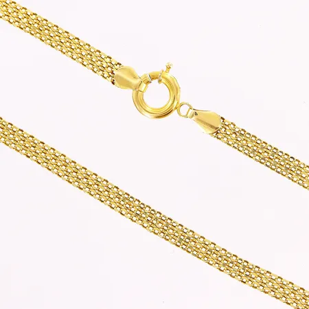 Collier X-länk, 44cm, bredd 4,5mm, skeva länkbitar, 21K. Vikt: 7,5 g